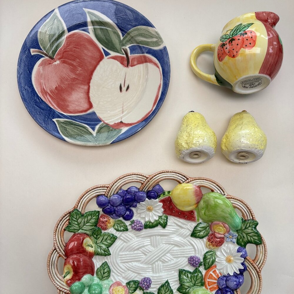 Curated Vintage 90s Fruit themed Ceramic Serveware Bundle